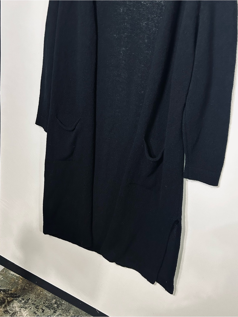 100% Cashmere Made in Italy Black Longline Cardigan Duster - Picture 3 of 8